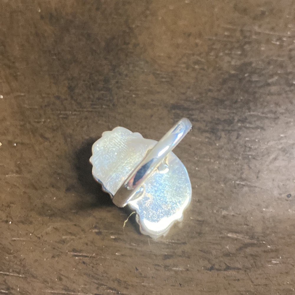 Sterling Silver Floral Leaf Ring with Yellow Stone - Picture 2 of 8